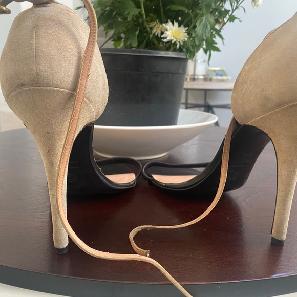 ALEXANDER MCQUEEN LEATHER AND SUEDE SANDALS - BLK & BEIGE - Picture 9 of 12